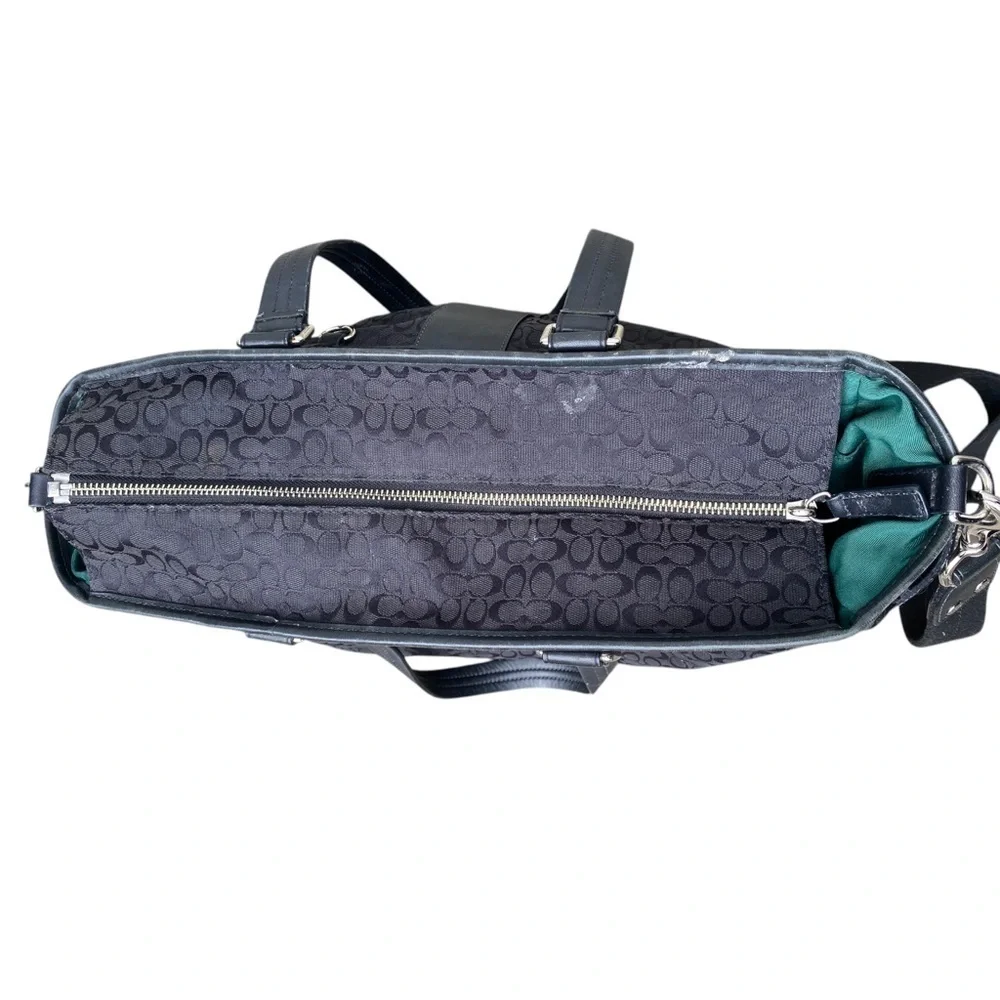Coach Black Baby Bag with Textured Material and Sturdy Handles signature